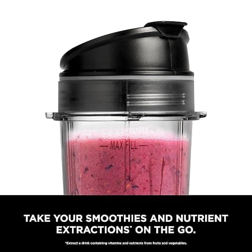 Ninja Fit Compact Personal Blender, Portable Blender for-Smoothies, Shakes, Food Prep, and Frozen Blending, 700-Watt Base, (2) 16-oz. Cups and Spout Lids, Black QB3001SS thumbnail 5