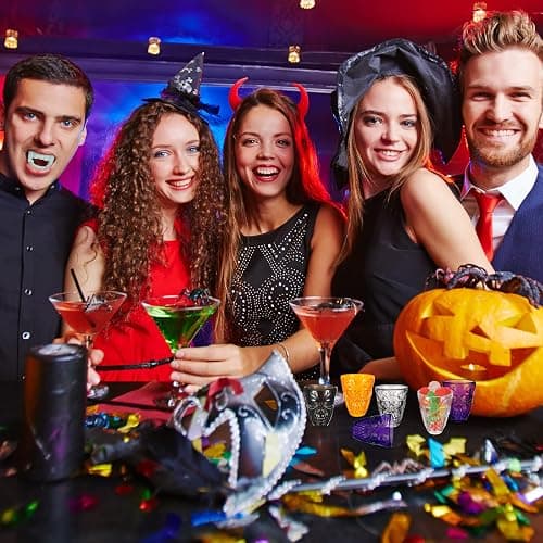 Honeydak 20 Pieces Skull Shot Glasses Plastic Halloween Party Drinkware | 1.86 Oz/ 55 ML, Plastic Reusable Unbreakable Shot Cups， Halloween Party Favors Skeleton Decorations, for Vodka Spirits thumbnail 5