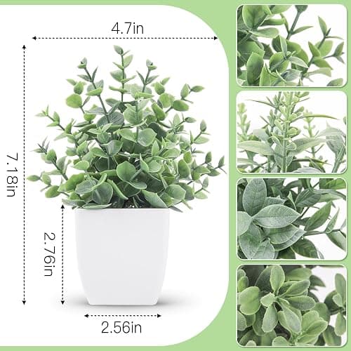 Der Rose 4 Pack Fake Plants Mini Artificial Greenery Potted Plants for Home Decor Indoor Office Table Room Farmhouse Bathroom Decor thumbnail 3