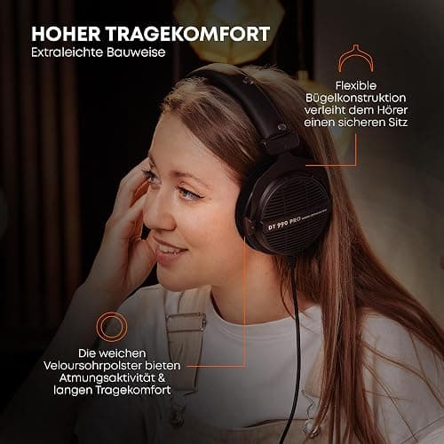 beyerdynamic DT 990 PRO einseitig kabelgebundener Over-Ear-Studiokopfhörer für Mixing, Mastering und Editing mit 80 Ohm. Handmade in Germany thumbnail 6