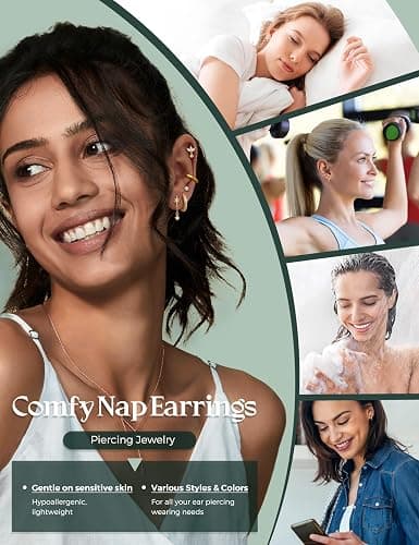JeryWe 16G Cartilage Earrings for Women Flat Back Earrings Hypoallergenic Surgical Steel Small Flatback Stud Hoop Cartilage Earring Stacks Helix Conch Tragus Daith Piercing Jewelry 12 PCS（Single) thumbnail 4