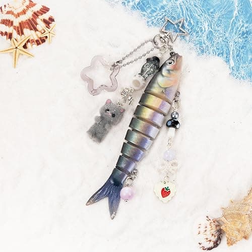 XGALBLA Cute Lifelike Fish Keychain, Aesthetic Y2K Charms Keychain Accessories for Bag Charms Purse Gift, Fishing Gifts thumbnail 3