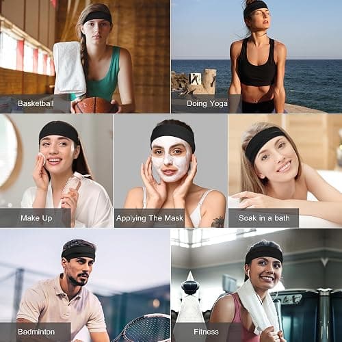 Headbands for Women, 8pcs Stretchy Non Slip Soft Cotton Cloth Hair Bands for Sports, Workout, Yoga and Running thumbnail 4