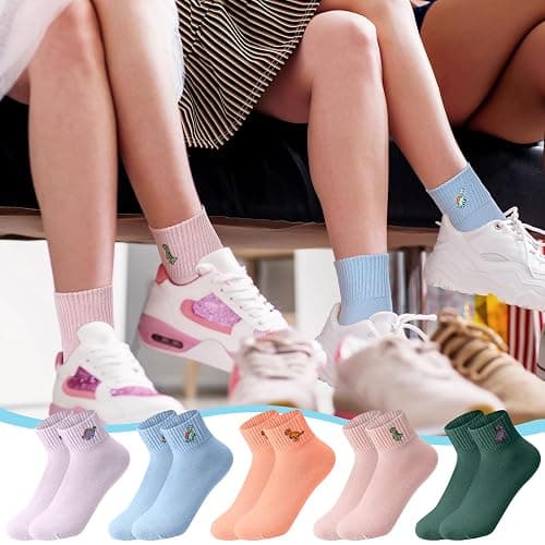 Eurzom 10 Pairs Socks Womens Crew Elastic Ankle Length Cotton Socks Aesthetic Cute Lightweight Low Cut Gifts for Women thumbnail 2
