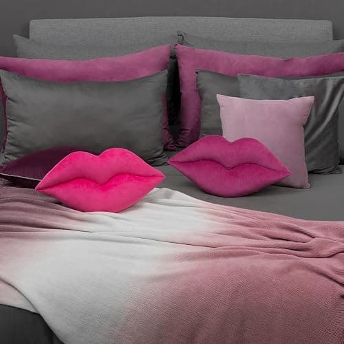 KINGROSE 3D Lip Throw Pillow Cute Decorative Pillows Soft Cushion for Sofa Couch Bed Home Decor Girls 11 x 18 Inches Rose Red thumbnail 2