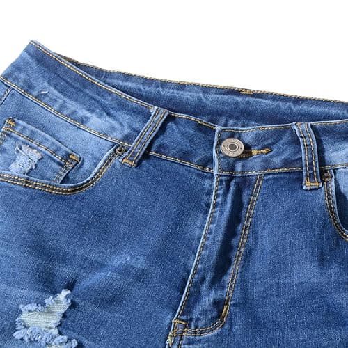 vanberfia Women's Stretchy Denim Mid Rise Jean Shorts with Pockets… thumbnail 5