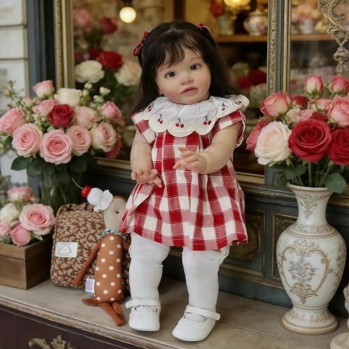 RXDOLL 26 Inch Realistic Reborn Toddler Dolls Girl Rooted Long Hair, Large Size Reborn Baby Dolls Soft Cloth Body, Lifelike Toddler Doll Real Life Baby Doll Toy with Accessories thumbnail 6
