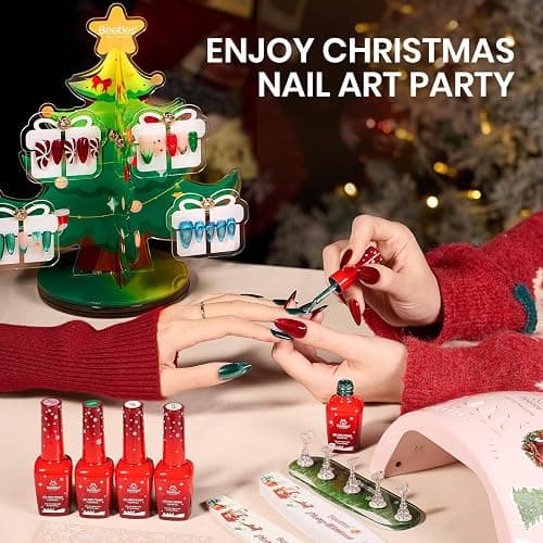 Beetles 67Pcs Gel Nail Kit Crystal Christmas Gifts for Women Teen Girls - 12 Colors Cat Eye Red Glitter Gel Polish Kit with U V Light & Nails Stand Acrylic Holder Display Nails Stuff Manicure Set thumbnail 4