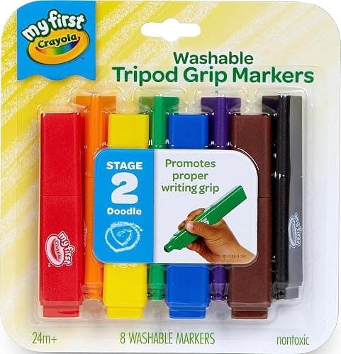 Crayola Triangle Toddler Markers (8ct), Easy Grip Washable Markers for Toddlers, Arts & Crafts Supplies, Coloring for Young Kids, Nontoxic - Image 1