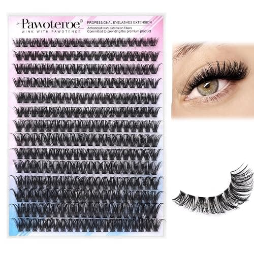 Pawotence Lash Clusters 280pcs Individual Lashes Cluster Eyelash Extensions 50D 9-16mm Mix Eyelash Clusters Lash Extension for Self Application at Home (50D, 0.07D, 9-16mm) - Image 1