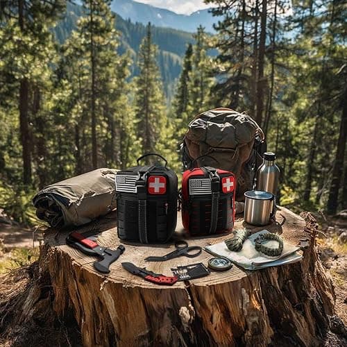 Survival First Aid Kit, 190 Pcs Survival Gear and Medical Supplies, Military IFAK EMT Molle Tactical Pouch for Outdoor, Camping, Hiking, Car, Vehicles and More thumbnail 4