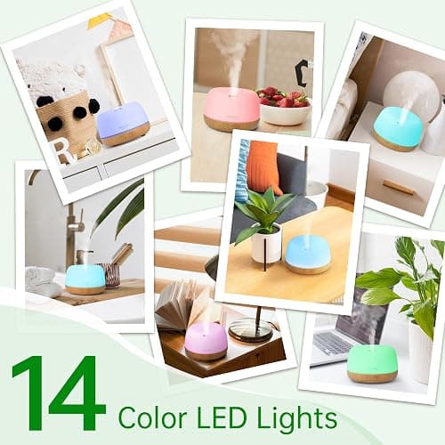 ASAKUKI Essential Oil Diffuser, 300ml Ultrasonic Aromatherapy Oil Humidifier with 7 Colors Lights 2 Mist Mode for Home thumbnail 5