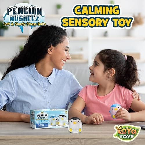 YoYa Toys Musheez Penguin Squishy Stress Balls 2-Pack - Sensory Fidget Toy - Fun to Squeeze and Stretch - Soft Penguin Squishies Stress Relief Ball for Kids - Cute for Boys and Girls thumbnail 5