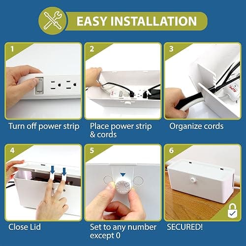 Power Strip Cover Box - Effectively Baby Proofs Power Strip with Patented Dual Lock. Convenient Side Openings for Cords & Cables. Protects Small Hands & Fingers thumbnail 6