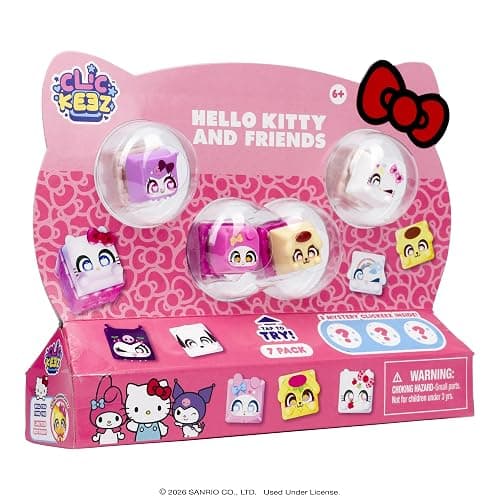 Clickeez Series 1 Hello Kitty & Friends 7-Pack | 7 Collectible Character Keyboard Keys Click and Clack | Create Your Own Keychain | Ages 6+ - Image 1