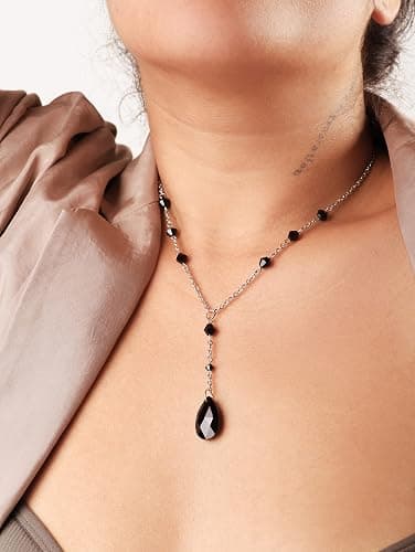 Sacina Gothic Dainty Black Red Teardrop Y Necklace, Gothic Emo Necklace, Goth Jewelry, Christmas Jewelry Gift for Women thumbnail 2
