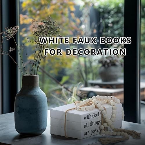 LIAQICHA Decorative Books for Home Decor,Rustic Farmhouse Decor,Faux Books for Decoration,Farmhouse Shelf Decor,Fake Books,Decor Books for Coffee Table,with Wooden Bead String Tassel 58 in thumbnail 7