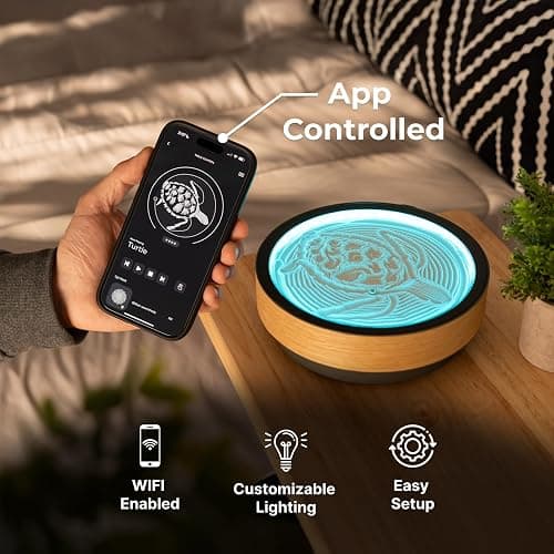 Oasis Mini Kinetic Sand Art, Real Bamboo, Zen Stress Relief, iOS and Android Compatible, with Smart LED Lighting thumbnail 4