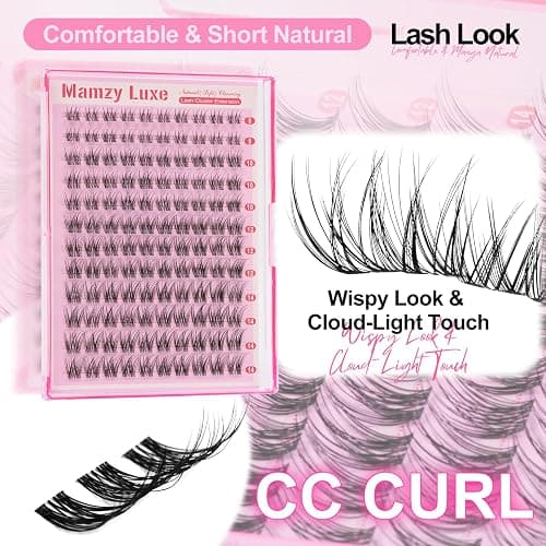 Natural Lash Clusters Kit Short Wispy Eyelash Clusters 8-14MM Clear Band Cluster Lashes Extensions Kit 120Pcs CC-Curly Daily Exquisite Eyelashes Clusters with Bond and Seal and Tweezers thumbnail 4