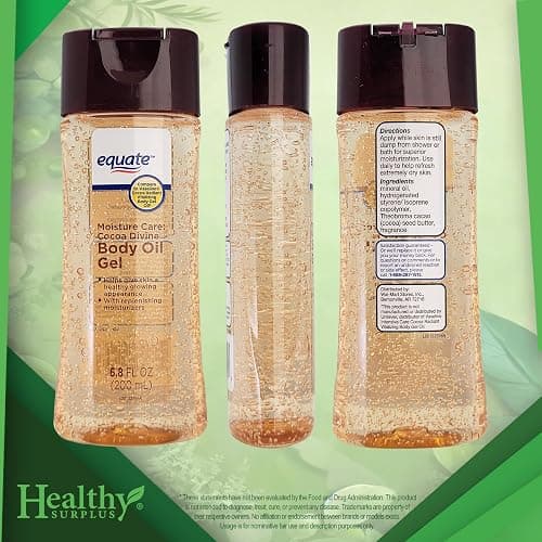 Equate Body Oil Gel - Cocoa Divine - 6.8 FL OZ (200 mL) and Vital Volumes Skin Care Basics Tips Card thumbnail 2