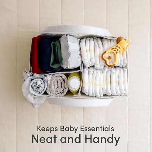 PUTSKA Baby Diaper Caddy Organizer - Nursery Storage Basket for Diaper Station, Baby Basket Shower Gift List and Registry Must-Have, Newborn Essentials, Nursery Decor for Boy or Girl-White,Extra Large thumbnail 5