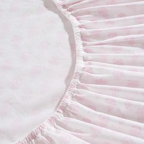 Laura Ashley - Queen Sheet Set, Crisp & Cool Cotton Percale Bedding with Deep Pockets, Lightweight for Year Round Comfort, Bed Sheets with Matching Pillowcases (Francesca Pink) thumbnail 6