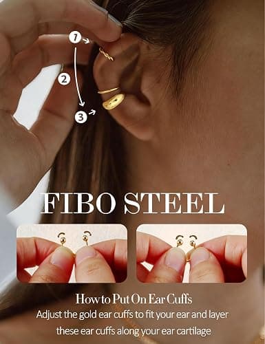 9PCS Ear Cuffs Earrings for Women Non Piercing 14K Gold Plated - Hypoallergenic Adjustable Ear Cuffs Trendy Non Tarnish Clip on Cartilage Fake Earring Stacks Wrap Jewelry thumbnail 6