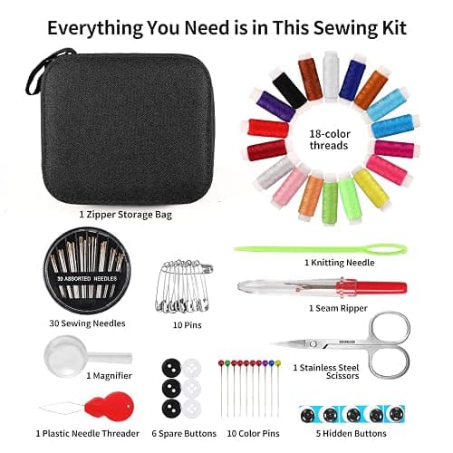 Sewing Kit Basic,Marcoon Needle and Thread Kit with Sewing Supplies and Accessories for Adults,Kids,Beginner,Home,Travel,Emergency Including Scissors,Measure Tape,Needle Threader and More thumbnail 3