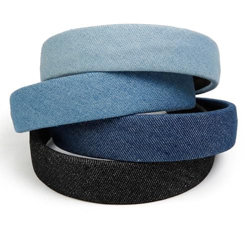 Huachi Headbands for Women Non Slip Trendy Denim Headbands for Women’s Hair 1 inch Wide Cute Headband for Girls, Vintage Head Bands Elastic Hair Bands Fashion Accessories for Women 4PCS thumbnail 6