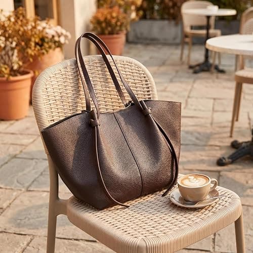 JIABAOZ Tote Bag Damen,Shopper Tasche Damen Groß,mit Litschi-Muster,Large Shoulder Handbag Mit Abnehmbarer Schlaufe,Shopper Für College Schule Arbeit Reisen Shopping thumbnail 3