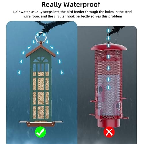 Metal Bird Feeder Bird Feeders for Outdoors Hanging,Waterproof and Rust-Proof,Easy Cleaning,Wild Bird Feeders Attracting Chickadees Goldfinches Cardinals Finches and Sparrows thumbnail 6