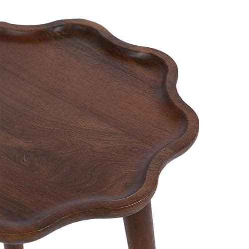 Kate and Laurel Alezar Modern Wooden Round Side Table, 15 x 15 x 22, Walnut Brown, Mid-Century Solid Wood End Table with Wavy Edge for Bedroom Nightstand or Living Room Accent Table thumbnail 6