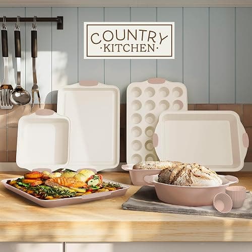 Country Kitchen Nonstick Stackable Bakeware Set - Durable, Easy Release Baking Set- 22 Pc. Includes Silicone Muffin Cups thumbnail 2