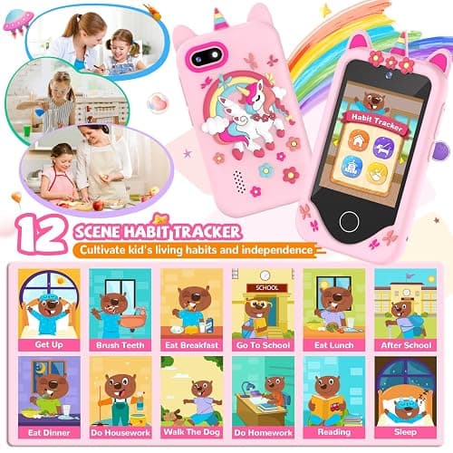 Kids Smart Phone for Girls Gifts - Toddler Christmas Birthday Gift for Age 3 4 5 6 Year Old, Kids Cell Phone Toy with 2.8” Touchscreen, Dual Cameras, Learning, Play Games, Video Player with 32 GB Card thumbnail 3