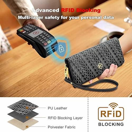 VelaStyle Womens Wallet, RFID Blocking Wristlet Wallets for Women, thumbnail 3