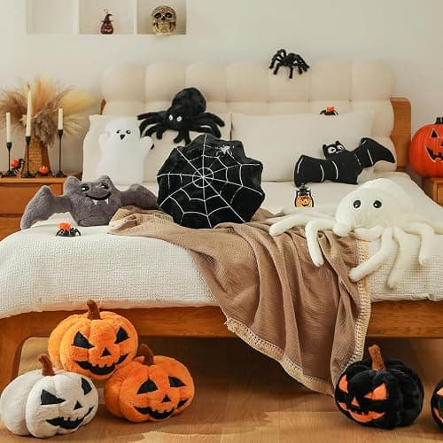 YRXRUS Evil Pumpkin Pillows, Halloween Pillow, Pumpkin Shaped Throw Pillows Happy Halloween Decoration, Orange 6x12 Inches Soft Rabbit Fur Pillow for Natural Accent Pillows for Holiday, Fall thumbnail 4
