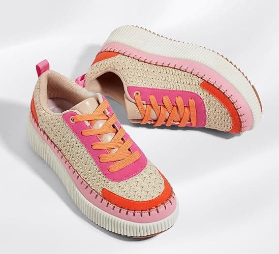 LUCKY STEP Women's Platform Sneakers Rhinestone Fashion Chunky Casual Sparkly Retro Braided Walking Shoes thumbnail 5