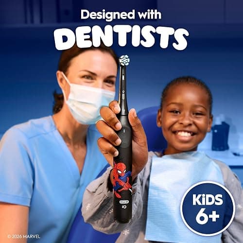 Oral-B iO Kids Limited Rechargeable Electric Powered Toothbrush, Spiderman with 1 Gentle Care Brush Head - Automatic Pressure Sensor to Protect Gums - 3 Cleaning Settings - 2 Min Music Timer thumbnail 8
