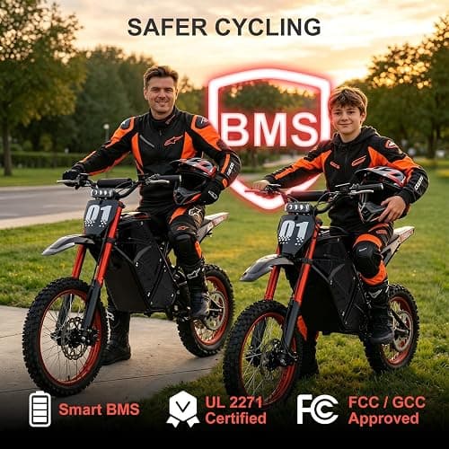 YJOVELA Electric Dirt Bike for Teens Adults, 3600W 3 Speed Mid-Drive Motor E Dirt Bike, 38MPH Off-Road Electric Motorcycle, 48V 23Ah Battery 53 Miles Long Range Dual Hydraulic Nitrogen Shock Absorbers thumbnail 3