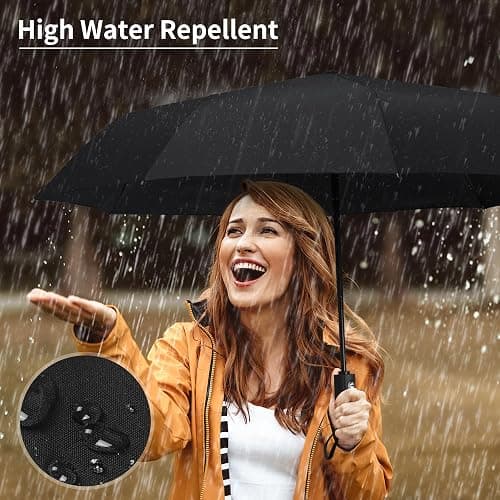 Seniny Windproof Travel Umbrella, Automatic Umbrellas for Rain, Portable & Compact Umbrellas for Backpack, Strong UV for Protection, Folding Small Sun Umbrella for Car, Walking thumbnail 6