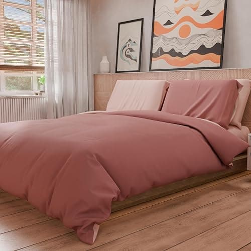 PETTI Artigiani Italiani - Set Housse de Couette 160x200 cm (1 Taie d'oreiller 50x80 cm Incluse), Parure de Lit Microfibre 1 Personne Douce Rose Clair Foncé thumbnail 4
