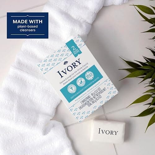 Ivory Gentle Bath Bar Soap, Designed for Whole Family, 99.44% Pure Formula with Plant-Based Cleansers, Made Without Heavy Perfumes, Parabens or Phthalates, Original Scent, 3.17 oz (2 Count) - Original Scent - 3.17 Ounce (Pack of 1) thumbnail 3