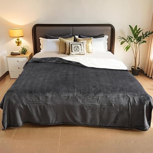 LaffyLo Electric Heated Blanket Full Size - 72"x84", Soft Flannel Heating Blanket, 10 Heating Levels, 1-12 H Auto Shut Off, Breathable Warm and Washable for Bed, Dark Grey - Image 1
