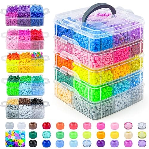 Gionlion 5250 PCS Pony Beads 30 Assorted Colors Includes Glow in The Dark Bead, Kandi Beads for Jewelry Making, Friendship Bracelet, 6x9mm Hair Bead for Braids in Shock Resistant Packaging - Image 1