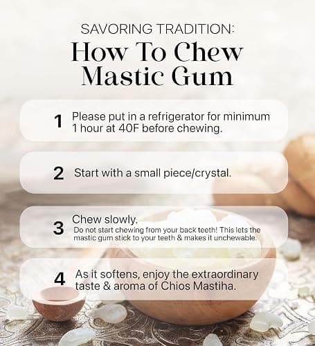 Cerez Pazari Natural Mastic Gum 0.71 oz (20g), Greek Chios Pure Resin, Sugarless Gum Made From Resin Of Mastiha Trees, Jaw Exerciser, Vegan, Non-GMO thumbnail 7