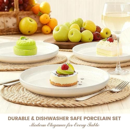 Plates and Bowls Sets, Dinnerware Sets for 4, 12 Pieces Scratch Resistant Dishware Dishes Set, Ceramic Kitchen Dinner Set, Porcelain & Microwave and Dishwasher Safe, Cream White thumbnail 9