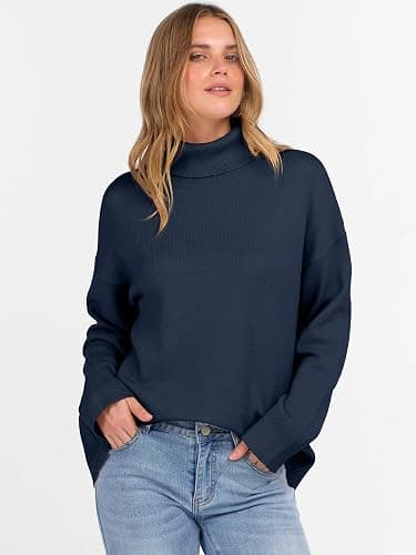 ANRABESS Womens Turtleneck Sweaters Oversized Chunky Long Sleeve Knit High Low Hem Pullover Top 2025 Fall Winter Fashion thumbnail 8