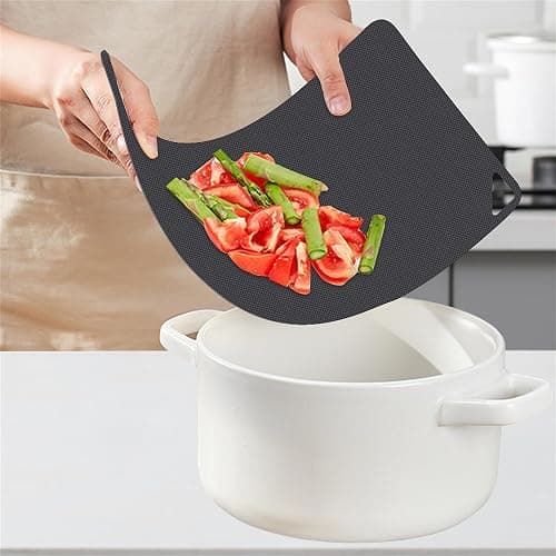 WK Flexible Plastic Cutting Boards Mats for Kitchen, Flexible Non Slip Cutting Mat, Thin Cutting Sheets, BPA Free, Dishwasher Safe, Multi Sizes - 3 - Multi Grey thumbnail 4