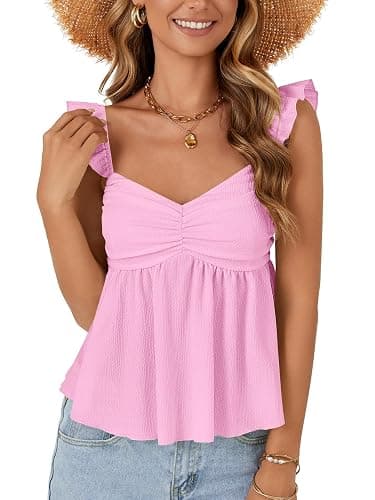 LYANER Women's Babydoll Tank Top Summer Camisole Dressy Casual Ruffle Strap Sleeveless Flowy Hem Peplum Tops thumbnail 2