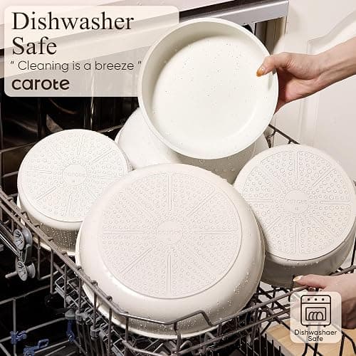 CAROTE 19pcs Pots and Pans Non Stick, Cookware Sets Detachable Handle, Induction Kitchen Pots and Pans,NonStick Cooking Set, Oven/Dishwasher/Fridge Safe, Space Saving thumbnail 4